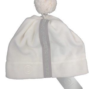 NEW $195 Bogner Womens Fleece Hat! Off White With Swarovski Crystals & Bogner "B